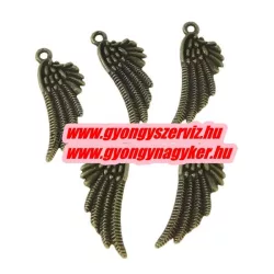   10db. Angyalszárny medál, fityegő. Antik bronz szín. 11.5x29mm