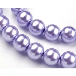 Üveg tekla gyöngy. 10mm. Levendula. 10db/csomag.