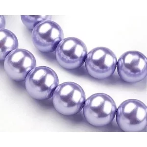 Üveg tekla gyöngy. 10mm. Levendula. 10db/csomag.