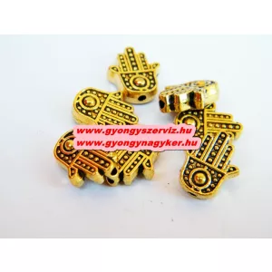10db.  kéz. Köztes gyöngy. Fatime keze. Antik arany. 12x10mm.