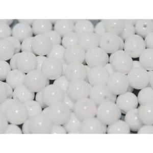20db. Cseh üveggyöngy. 8mm. Porcelánfehér.