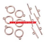 5 szett. T-kapocs, ékszer zár. Rózsaarany szín.