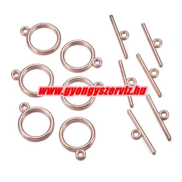 5 szett. T-kapocs, ékszer zár. Rózsaarany szín.