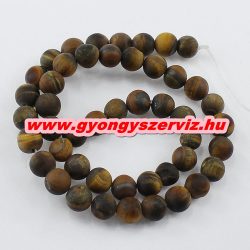   10db. Matt. Ásványgyöngy, féldrágakő gyöngy. Tigrisszem. 10mm.