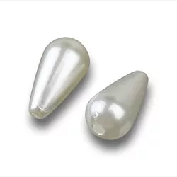   10db. Műanyag könnycsepp gyöngy. Teardrop gyöngy. Fehér gyöngyház. 12x22mm.