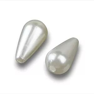 10db. Műanyag könnycsepp gyöngy. Teardrop gyöngy. Fehér gyöngyház. 12x22mm.