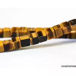 Tigrisszem ásványgyöngy. Kocka. 5mm.