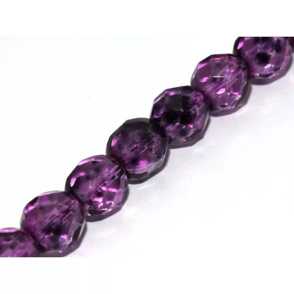 Kiárusítás! 20db. Cseh csiszolt gyöngy. 8mm. Sötétlila. 