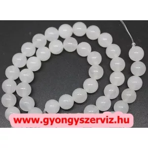 20db. Jade ásványgyöngy. 8mm. Fehér.