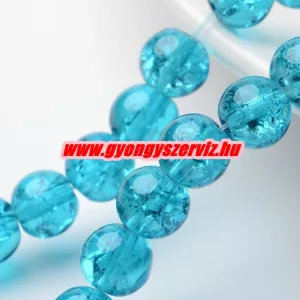 Roppantott üveggyöngy. 6mm, 8mm. Türkizkék. 20db/csomag.