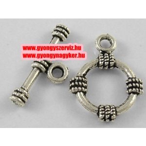 5 szett. Ékszer zár, T-kapocs. Antik ezüst szín.