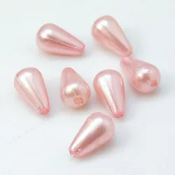   10db. Műanyag könnycsepp gyöngy. Teardrop. 16x10mm. Rózsaszín.