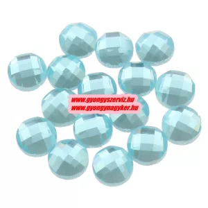 Kiárusítás!  10db. Csiszolt üveg kaboson gyöngy. 8x8x3mm. Türkiz. Mindig akcióban!