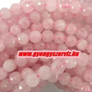 20db. Csiszolt rózsakvarc ásványgyöngy. 8mm.