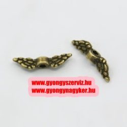   10db. Angyalszárny, fém köztes gyöngy. 12x3mm. Antik bronz szín.