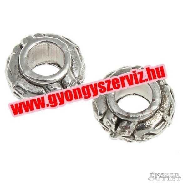 20db. Virág. 6x4mm. Antik ezüst szín. Fémgyöngy, köztes gyöngy.