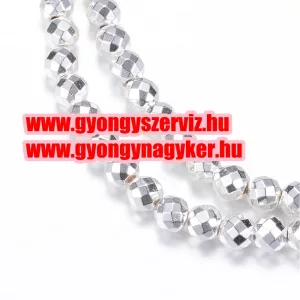 20db. Csiszolt hematit ásványgyöngy. 8mm. Ezüst szín.
