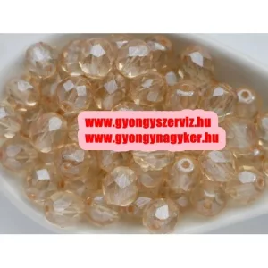 Kiárusítás! 20db. Cseh csiszolt gyöngy. Csillogó pezsgő. 8mm.