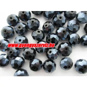 Kiárusítás!  Csiszolt üveggyöngy, fánkgyöngy. 3x4mm. Csillogó fekete. 5g/cs. Mindig akcióban!