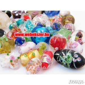 Leárazás! Vegyes üveggyöngy válogatás. 20g. Virágok.  