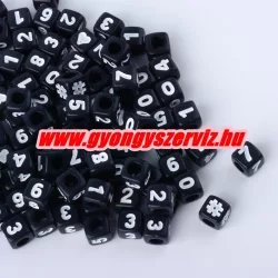   20db. Kocka alakú fekete akril szám gyöngy. Mindig akcióban!