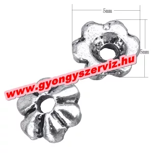 20db gyöngykupak. 5mm. Antik ezüst szín. 5x5x2mm.