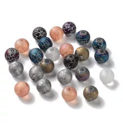   Fémgőzölt . repesztett mintájú üveggyöngy. 8-8.5mm. Mix. 10db/csomag.