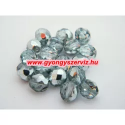 Kiárusítás! 20db. Cseh csiszolt gyöngy. 8mm. Ezüst AB. 