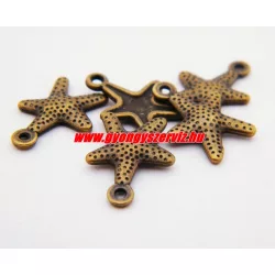   10db. Fém medál, fityegő. Tengeri csillag. 17x12mm. Antik bronz szín.
