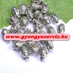   Buddha gyöngy, fém köztes gyöngy. 10x13mm. Antik ezüst szín.