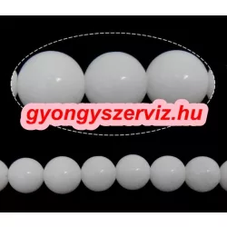 20db. Jade ásványgyöngy. 8mm. Porcelán fehér.