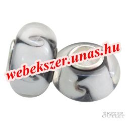   Pandora stílusú üveggyöngy. Lámpagyöngy. Fekete hullám. Leárazva!