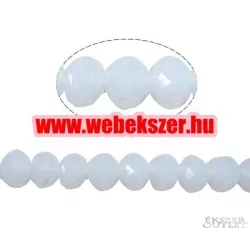   Kiárusítás!  20db. Üveggyöngy. Csiszolt kristály gyöngy. 8x10mm. Alabástrom fehér. Mindig akcióban!