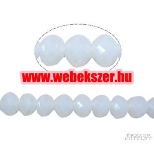 Kiárusítás!  20db. Üveggyöngy. Csiszolt kristály gyöngy. 8x10mm. Alabástrom fehér. Mindig akcióban!
