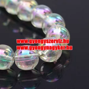 Aura üveggyöngy. Kristály-szívárvány. 6, vagy 8mm méretben.  20db/csomag.