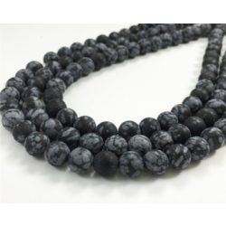 20db. Matt hópehely obszidián ásványgyöngy . 8mm.