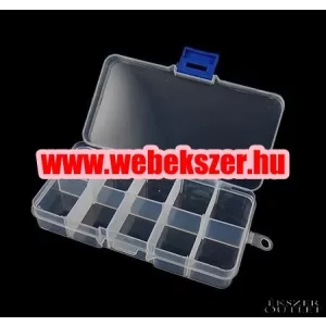 Gyöngy tároló doboz. Szerelékes doboz. 130.5x70x22.5mm. 10 rekeszes.