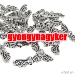 10db. Angyalszárny. 14x4x4.5mm. Antik ezüst  szín. Fémgyöngy, köztes gyöngy.