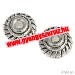   20db. Korong. 6x4mm. Antik ezüst szín. Fémgyöngy, köztes gyöngy.