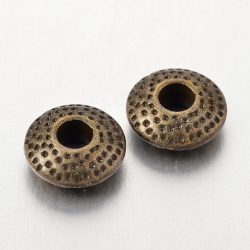   10db. Fém köztes gyöngy. Diszkosz. 8x3mm. Antik bronz szín.