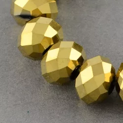 10db. Csiszolt üveggyöngy. 8x10mm. Antik arany szín.