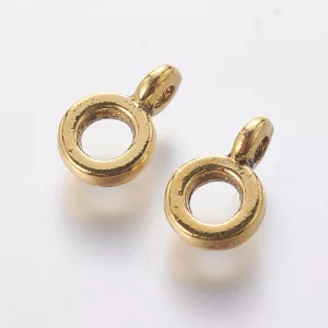 20db. Charm tartó, medál tartó gyöngy. 6.5x2mm. Antik arany szín.