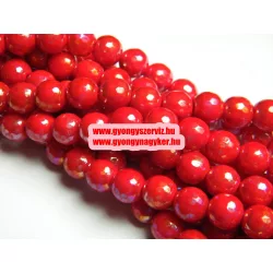   Leárazás! 10db. Csiszolt üveggyöngy. Piros aura. 8mm. Mindig akcióban!