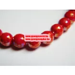 Leárazás! 10db. Csiszolt üveggyöngy. Piros aura. 8mm. Mindig akcióban!