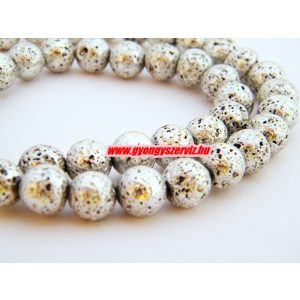 10db. Fém bevonatos lávakő gyöngy.10mm. Ezüst szín.