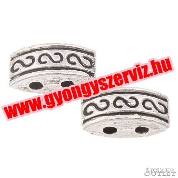 10db. 2 szálas fémgyöngy. 10x5x4mm. Antik ezüst szín. Fémgyöngy, köztes gyöngy.