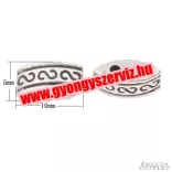 10db. 2 szálas fémgyöngy. 10x5x4mm. Antik ezüst szín. Fémgyöngy, köztes gyöngy.
