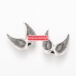   Angyalszárny, fém köztes gyöngy. 15x15x5mm. Antik ezüst szín.