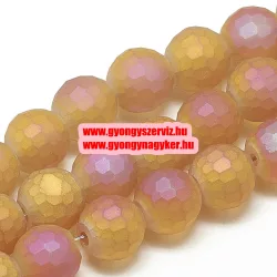   Leárazás! 10db. Fémgőzölt , matt, csiszolt üveggyöngy. 7x8mm. Sötét narancs. Mindig akcióban!