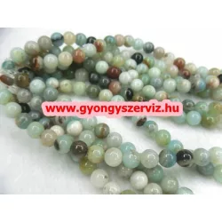 Amazonit ásványgyöngy. Színes.  8mm.